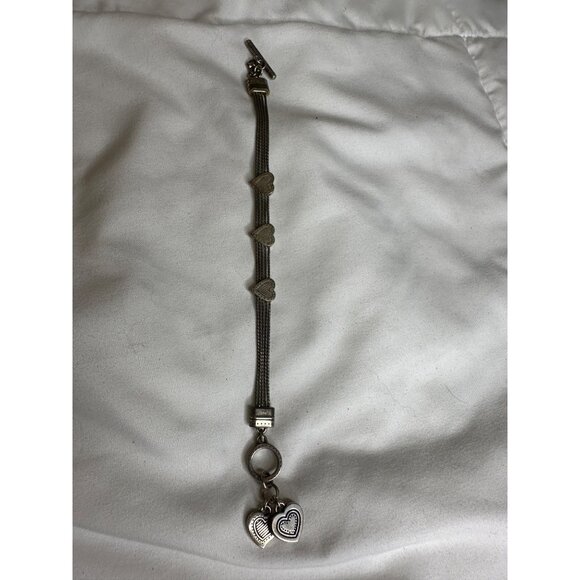 Brighton Heart TwoTone Multi-Strand Toggle Bracelet Silver Gold Accents 7 signed - Picture 7 of 11